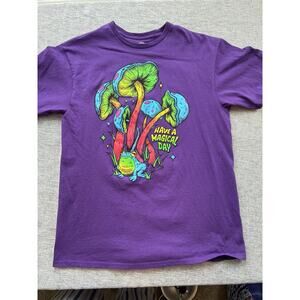 DOM Magical Day Lg Shroom Graphic Print Short Sleeve T-Shirt Purple Mushrooms